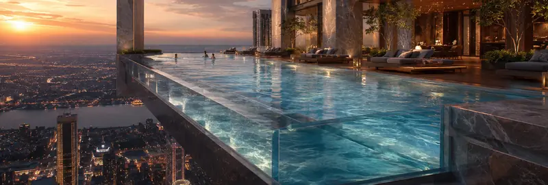 Suspended sky pool amenity concept